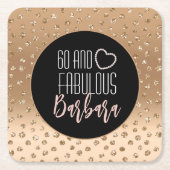 60 en Fabulous Birthday Sparkle Gold Black Blush Kartonnen Onderzetters (Voorkant)