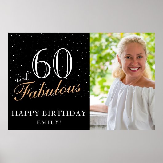 60 en Fabulous Black 60th Birthday Party Foto Poster (Voorkant)