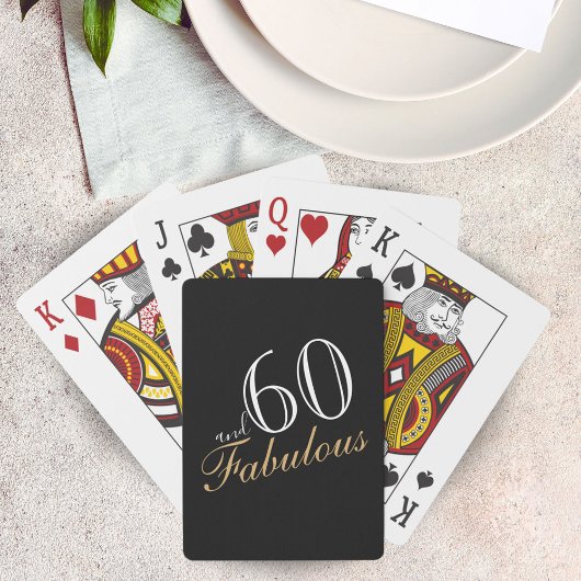 60 en Fabulous Black Elegant Script Verjaardagen Pokerkaarten