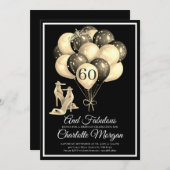 60 en Fabulous Black White, uitnodiging op hoog ni (Voorkant / Achterkant)