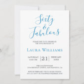 60 en Fabulous Blauw Wit 60ste Verjaardagsfeestje Kaart (Voorkant)