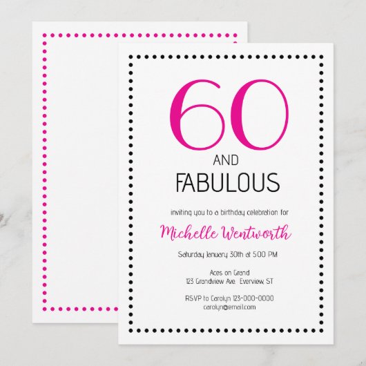 60 en Fabulous Charmante Zestigste Verjaardag Kaart (Voorkant / Achterkant)