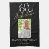 60 en Fabulous Elegant 60th Birthday Foto Theedoek (Verticaal)