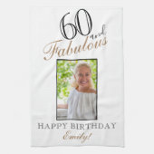 60 en Fabulous Elegant 60th Birthday Foto Theedoek (Verticaal)