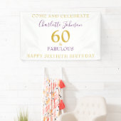 60 en Fabulous Elegant 60th Birthday Gold Paars Spandoek (Insitu)