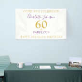 60 en Fabulous Elegant 60th Birthday Gold Paars Spandoek (Beurs)