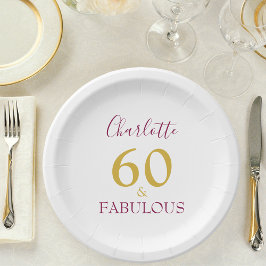 60 en Fabulous Elegant 60th Birthday Papieren Bordje