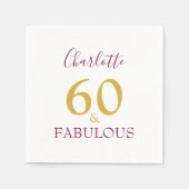 60 en Fabulous Elegant 60th Birthday Servet (Voorkant)