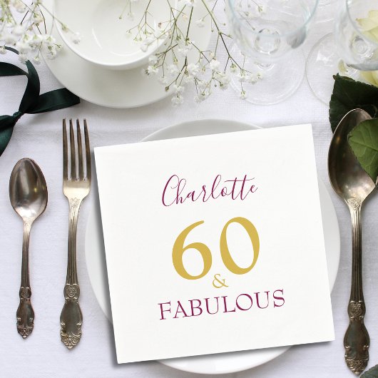 60 en Fabulous Elegant 60th Birthday Servet