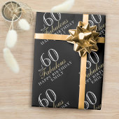 60 en Fabulous Elegant Black 60th Birthday Cadeaupapier
