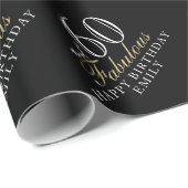 60 en Fabulous Elegant Black 60th Birthday Cadeaupapier (Rol Hoek)