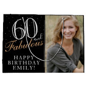 60 en Fabulous Elegant Black 60th Birthday Foto Groot Cadeauzakje (Achterkant)