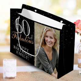 60 en Fabulous Elegant Black 60th Birthday Foto Groot Cadeauzakje