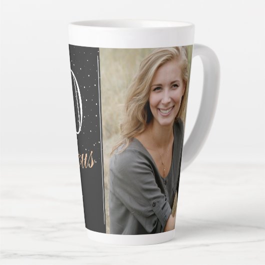 60 en Fabulous Elegant Black 60th Birthday Foto Latte Mok (Rechterhoek)