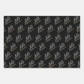 60 en Fabulous Elegant Black 60th Birthday Inpakpapier Vel (Voorkant 3)