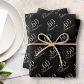 60 en Fabulous Elegant Black 60th Birthday Inpakpapier Vel