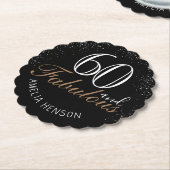 60 en Fabulous Elegant Black 60th Birthday Kartonnen Onderzetters (Gekanteld)