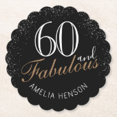 60 en Fabulous Elegant Black 60th Birthday Kartonnen Onderzetters (Voorkant)
