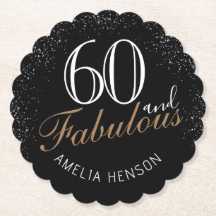 60 en Fabulous Elegant Black 60th Birthday Kartonnen Onderzetters