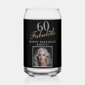 60 en Fabulous Elegant Black Photo 60th Birthday Blikvorm Glas (Voorkant)