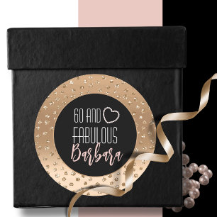 60 en Fabulous Elegant Blush Roze Goud Glitter Ronde Sticker