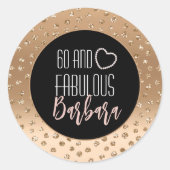 60 en Fabulous Elegant Blush Roze Goud Glitter Ronde Sticker (Voorkant)