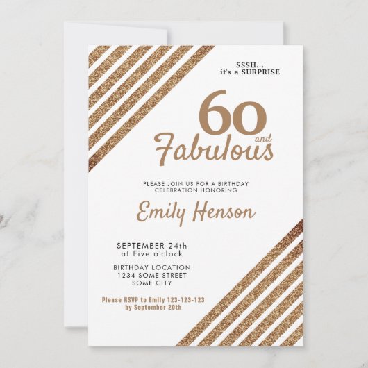 60 en Fabulous Elegant Gold Glitter 60e verjaardag Kaart (Voorkant)