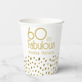 60 en Fabulous Elegant Gold Glitter 60e verjaardag Papieren Bekers (Achterkant)