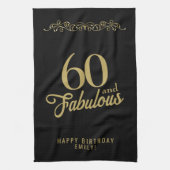 60 en Fabulous Elegant Ornament 60th Birthday Theedoek (Verticaal)