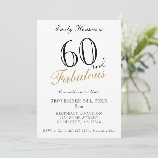 60 en Fabulous Elegant Script Birthday Kaart (Staand voorkant)