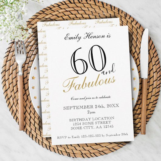 60 en Fabulous Elegant Script Birthday Kaart
