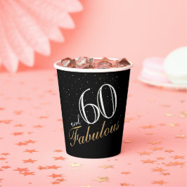 60 en Fabulous Elegant White Script Birthday Papieren Bekers