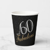 60 en Fabulous Elegant White Script Birthday Papieren Bekers (Voorkant)