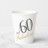 60 en Fabulous Elegant White Script Birthday Papieren Bekers (Achterkant)