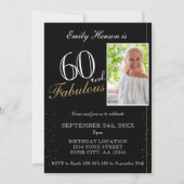 60 en Fabulous Elegant Zwart Foto Verjaardag Kaart (Voorkant)