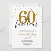 60 en Fabulous Elegante Gouden en Zwarte Verjaarda Kaart (Voorkant)