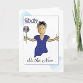 60 en Fabulous Etnische Vrouw Cartoon Verjaardag Kaart (Voorkant)