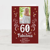 60 en Fabulous Foliage Red 60th Birthday Foto Kaart (Voorkant)