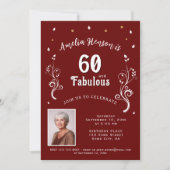 60 en Fabulous Foliage Red 60th Birthday Foto Kaart (Voorkant)