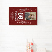 60 en Fabulous Foliage Red 60th Birthday Foto Spandoek (Insitu)