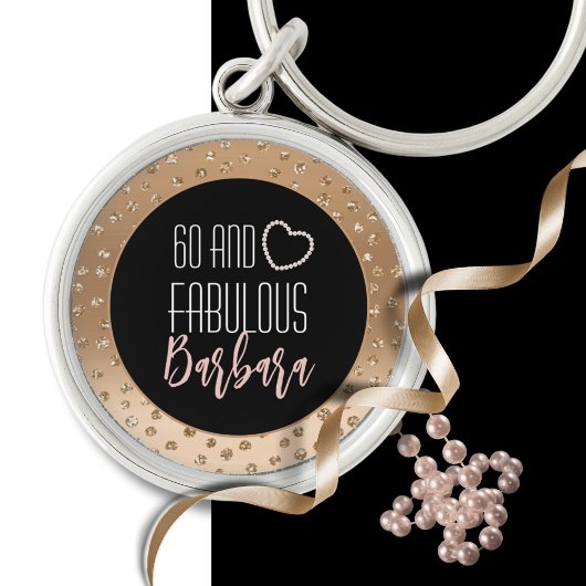 60 en Fabulous Girly Fancy Goud Zwart Blush Roze Sleutelhanger