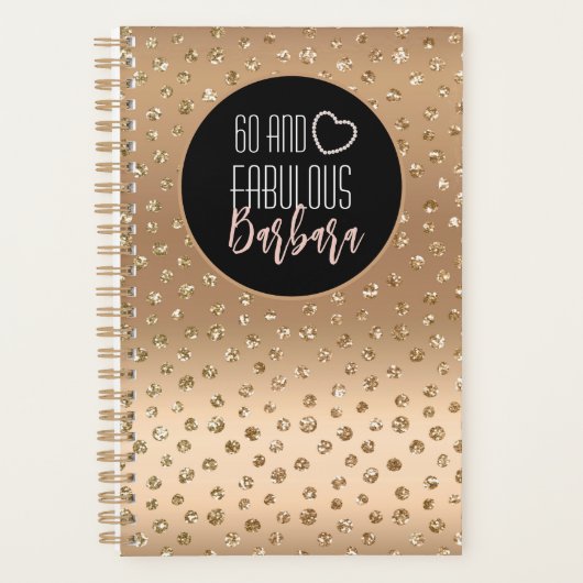60 en Fabulous Glam Girly Goud Zwart Blush Roze Planner (Voorkant)