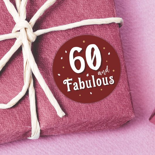 60 en Fabulous Glitter Rood 60ste Verjaardag Ronde Sticker