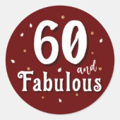 60 en Fabulous Glitter Rood 60ste Verjaardag Ronde Sticker (Voorkant)