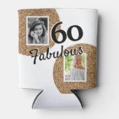 60 en Fabulous Gold Glitter 2 Foto 60e verjaardag Blikjeskoeler (Voorkant)