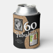 60 en Fabulous Gold Glitter 2 Foto 60e verjaardag Blikjeskoeler (Blikje Voorkant)