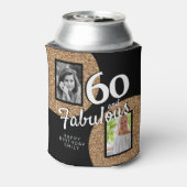 60 en Fabulous Gold Glitter 2 Foto 60e verjaardag Blikjeskoeler (Blikje Achterkant)