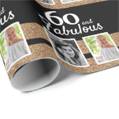 60 en Fabulous Gold Glitter 2 Foto 60e verjaardag Cadeaupapier (Rol Hoek)