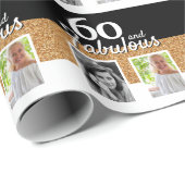60 en Fabulous Gold Glitter 2 Foto 60e verjaardag Cadeaupapier (Rol Hoek)