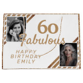 60 en Fabulous Gold Glitter 2 Foto 60e verjaardag Groot Cadeauzakje (Voorkant)